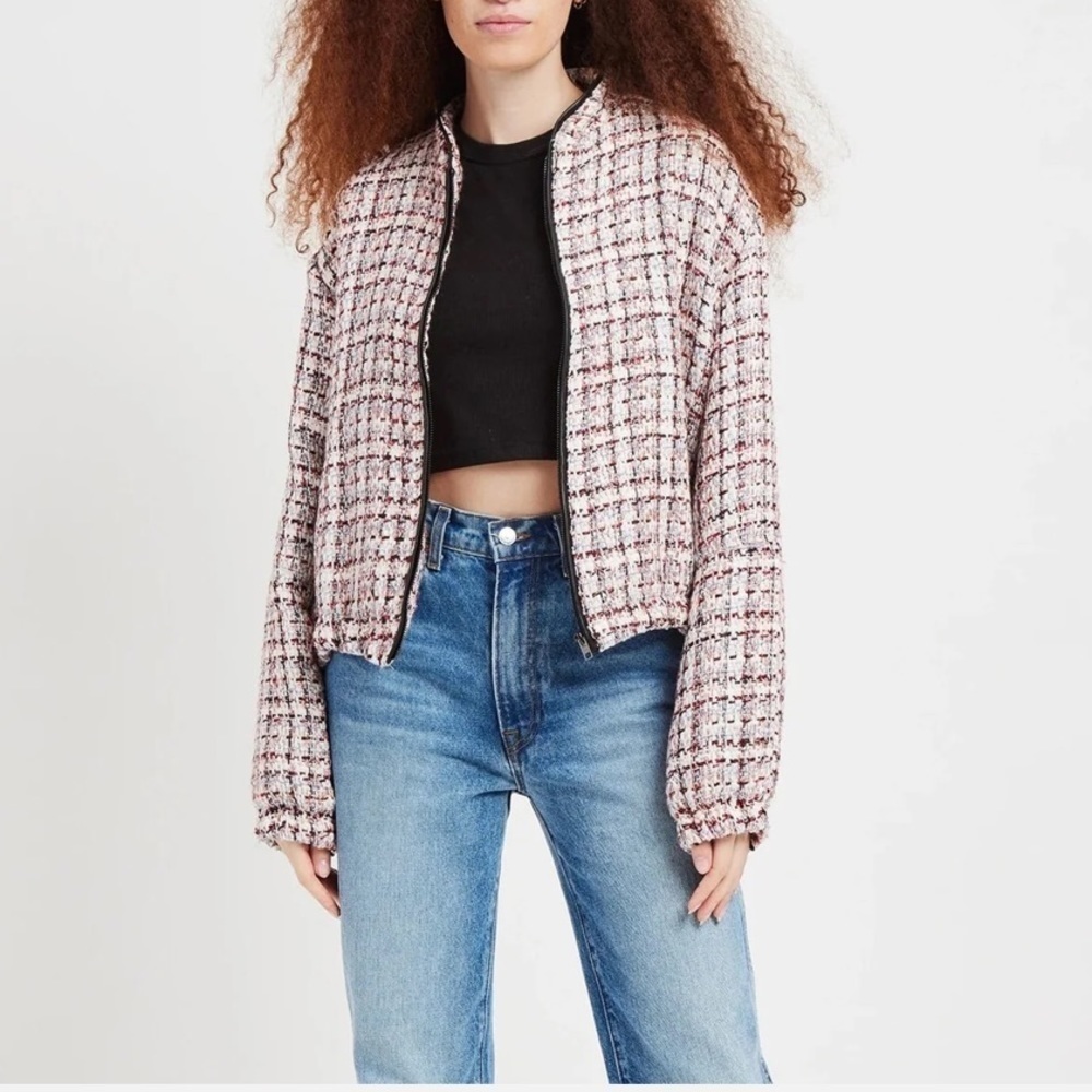 Apparis Dolly Bomber Coastal Tweed with Vegan Leather Trim